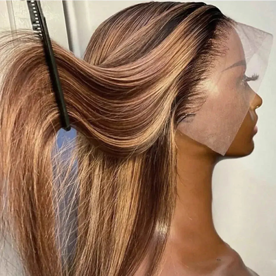 100% Human Hair Highlight Ombre 13x6 HD Lace Frontal Wigs Body Wave 13x4 Lace Front Wig 30 40 Inch Water Loose Brown Brazilian JNi3 shop