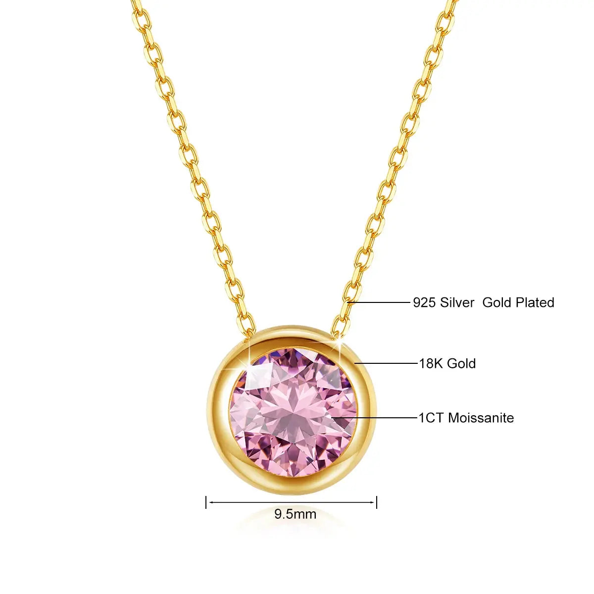 Real 18k Gold Necklace GRA Pink Moissanite Diamond Pendant 0.5ct/1ct Pure AU750 Fine Jewelry Wedding Anniversary Gift for Women JNi3 shop