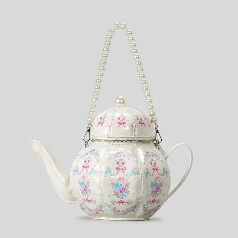 Handbags with teapot design with creative vintage print for women shoulder bag with pearl chains designer luxury shoulder strap JNi3 shop