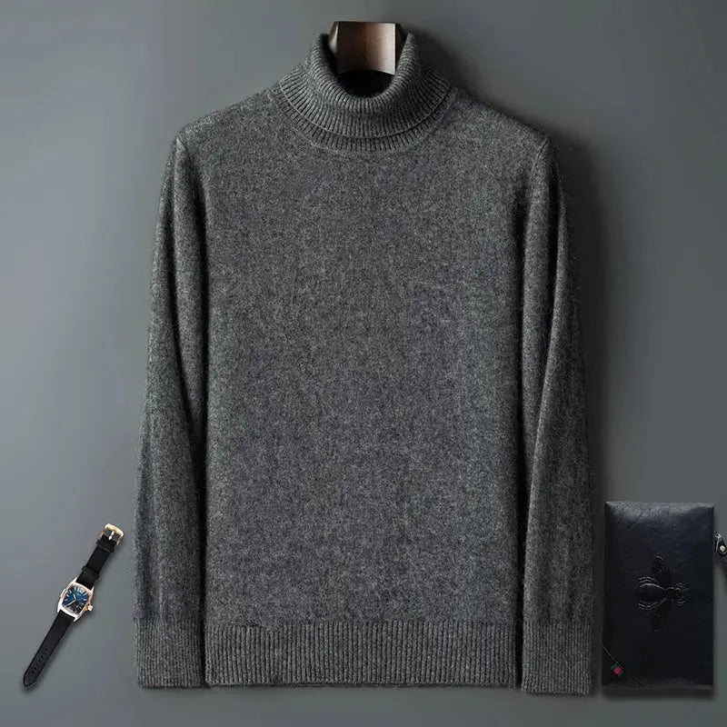 100% Male Mink Cashmere Sweater Solid Color Turtleneck Thick Autumn And Winter Loose Large Size Turtleneck Wool Bottoming Shirt JNi3 shop