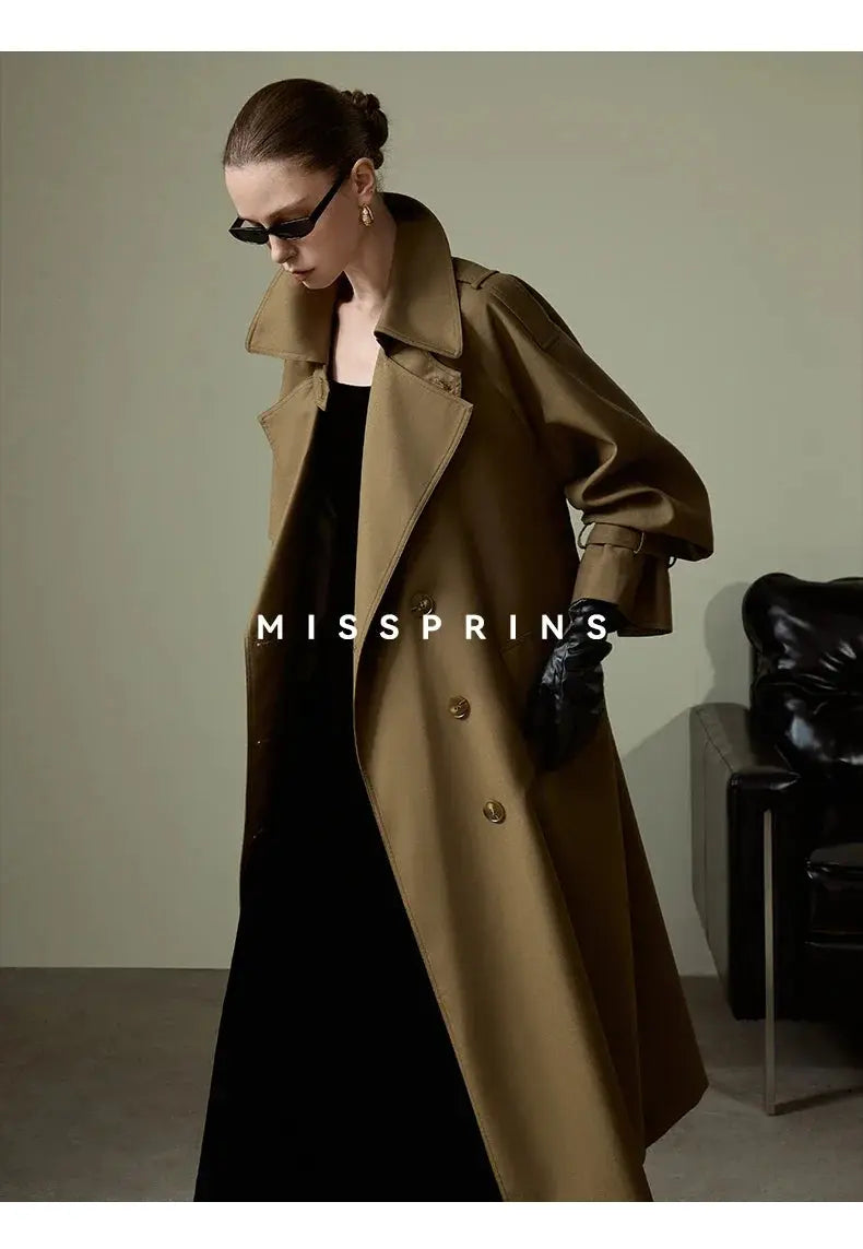 Lautaro Spring Autumn Long Khaki Trench Coat for Women Belt Double Breasted Chic Luxury Designer European Fashion Clothes 2025 JNi3 shop