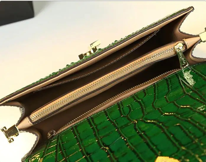 Genuine Leather Shoulder Crossbody Bag Crocodile Small Hard Square Portable Messenger Bags