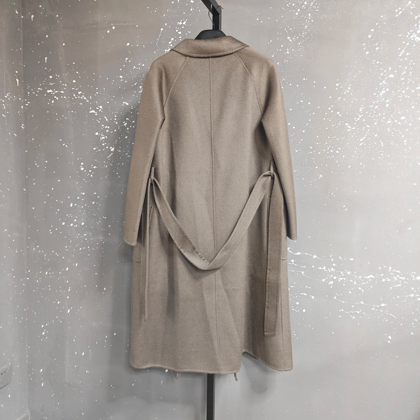 LANMREM 2025 High-End Water Ripple Double-Sided Wool Coat | Long Robe-Style