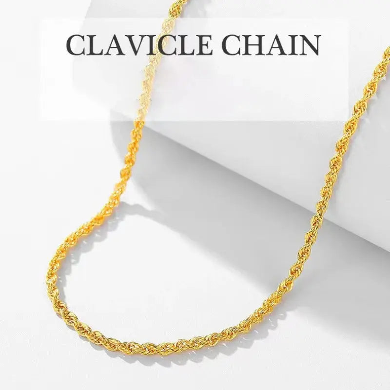 Real 18K Gold Necklace Match Pendant Chain Solid AU750 CLavicle Chain for Women Fine Jewelry Wedding Gift JNi3 shop