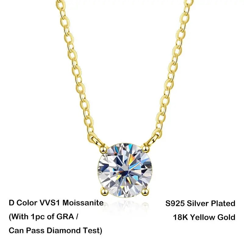 EWYA Luxury 1/2/3/5CT Real D Color Moissanite Pendant Necklace For Women Men 925 Silver Plated 18K Bridal Neck Fine Jewelry Gift JNi3 shop