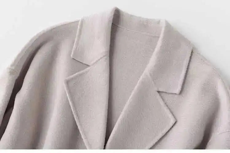 LANMREM 2025 High-End Water Ripple Double-Sided Wool Coat | Long Robe-Style