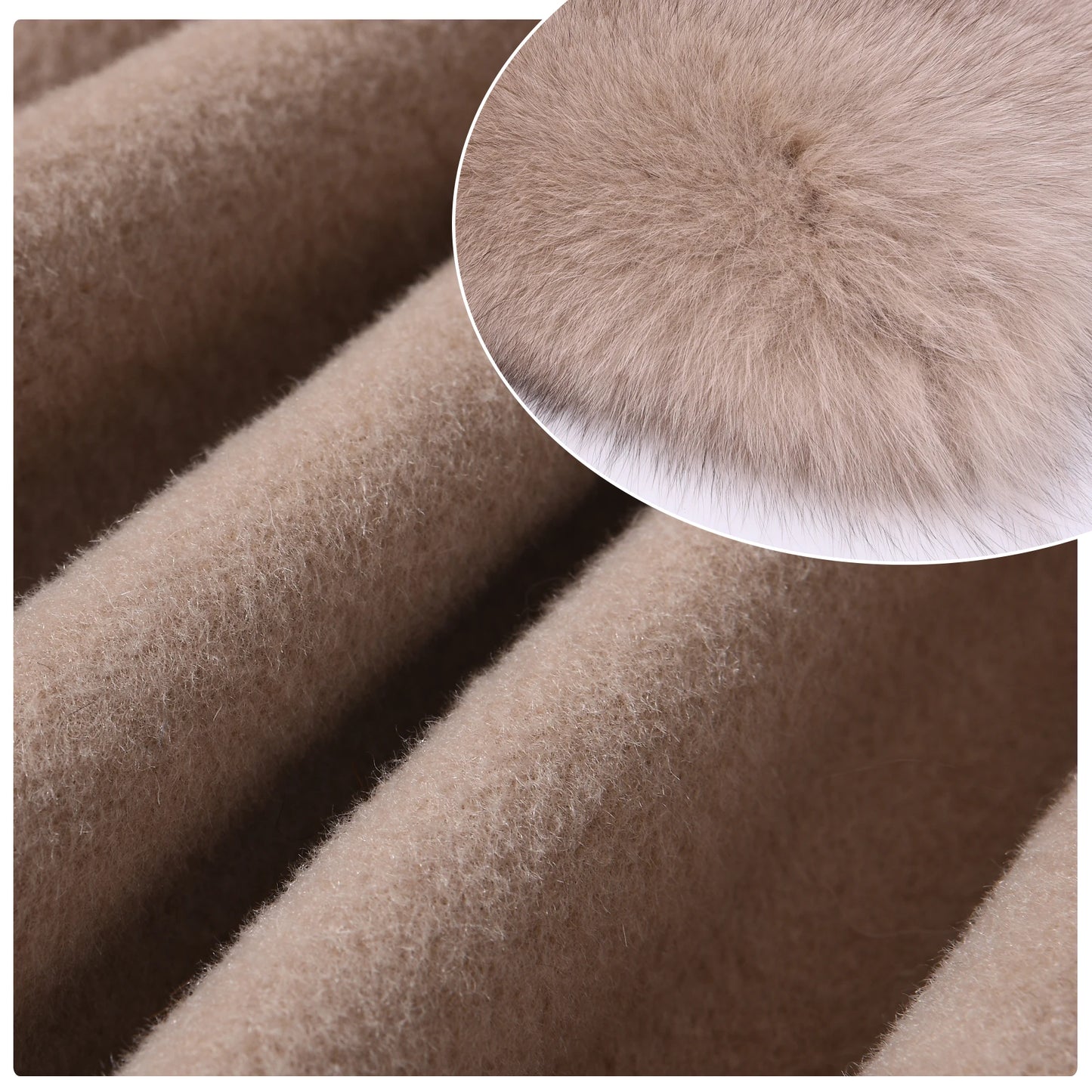 Jxwatcher Women's Wool Coats with Real Fur Cuffs Ladies Fall Fashion Wool & Blend Coats Elegant Winter Outerwear
