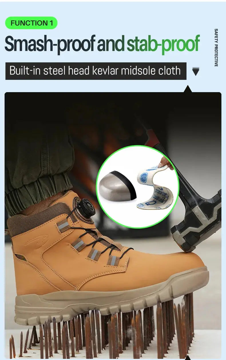 Waterproof Safety Boots Men Indestructible Steel Toe Work Boots Anti-smash Stab-resistant Safety Shoes Biker Botas Para Hombre JNi3 shop