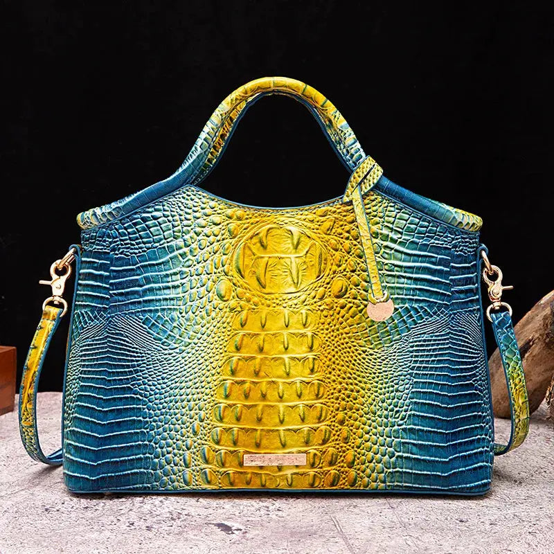 crocodile pattern colorful solid color high-end retro women's handbag JNi3 shop