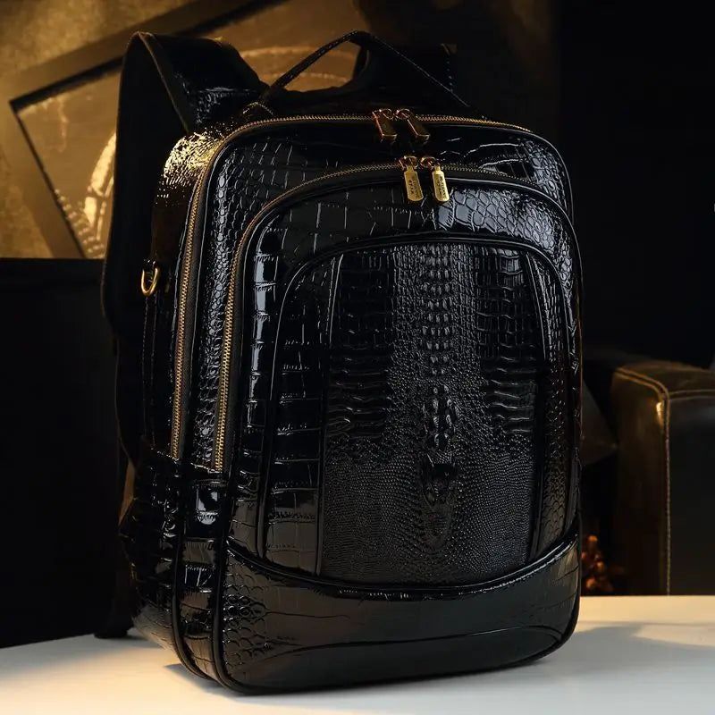 Luxury Brand Shiny Crocodile Backpacks Men's and Women's Backpacks New Fashion Large Capacity Travel Backpacks