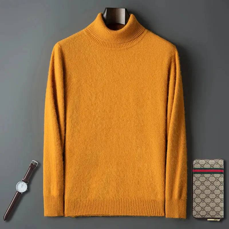 100% Male Mink Cashmere Sweater Solid Color Turtleneck Thick Autumn And Winter Loose Large Size Turtleneck Wool Bottoming Shirt JNi3 shop
