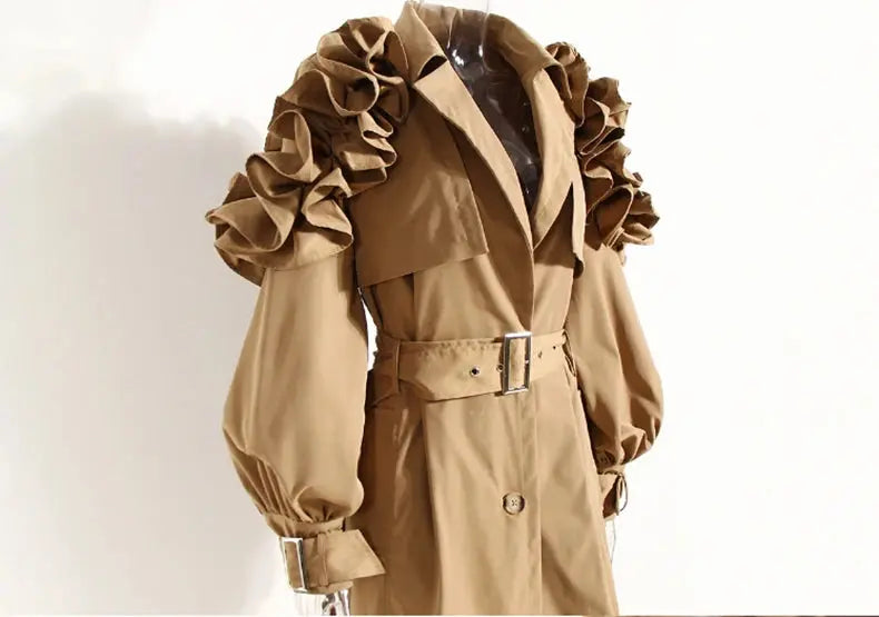 Lautaro Spring Autumn Long Black Khaki Trench Coat for Women Belt Elegant Chic Stylish Luxury Designer Clothes Runway Fashion JNi3 shop