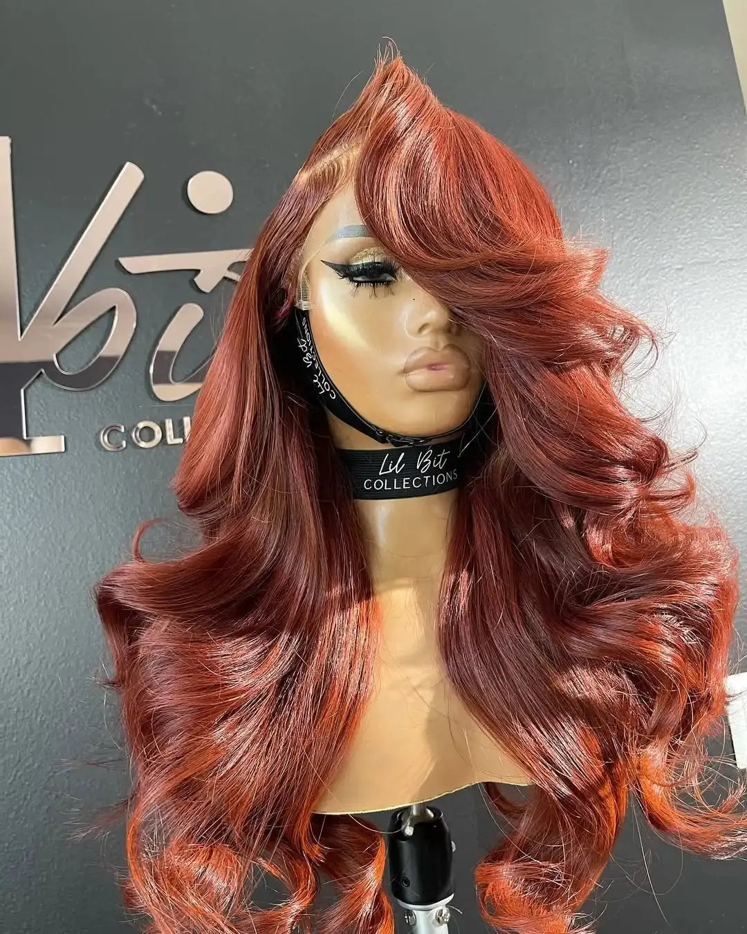 13x6 Reddish Brown Women's Wigs Synthetic Lace Front Wig Red Body Wave Lace Frontal Wig Glueless Pre Plucked With Baby Hair Wig JNi3 shop