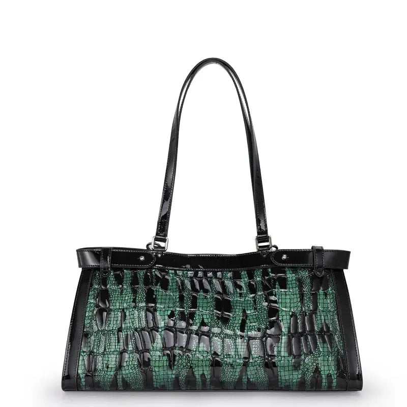 Fashionable Luxury Cowhide Women's Bag 2024 Trend Original Brand Handbag Crocodile Pattern Large Capacity Horizontal Bag JNi3 shop