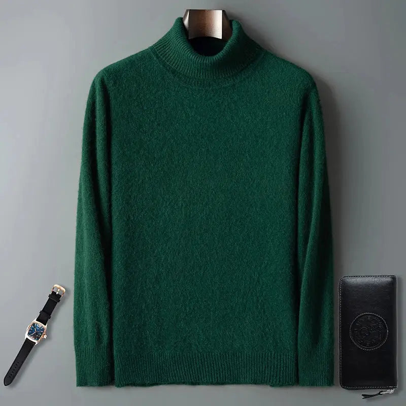 100% Male Mink Cashmere Sweater Solid Color Turtleneck Thick Autumn And Winter Loose Large Size Turtleneck Wool Bottoming Shirt JNi3 shop