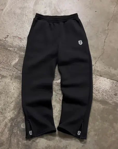 Solid Color Zipper Sweatpants JNi3 shop
