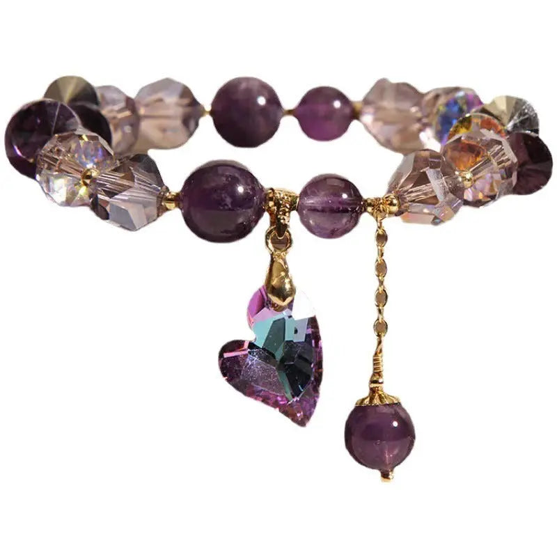 Purple Heart Crystal Bracelet Fashion Elegant Natural Amethyst Jewelry Cjdropshipping