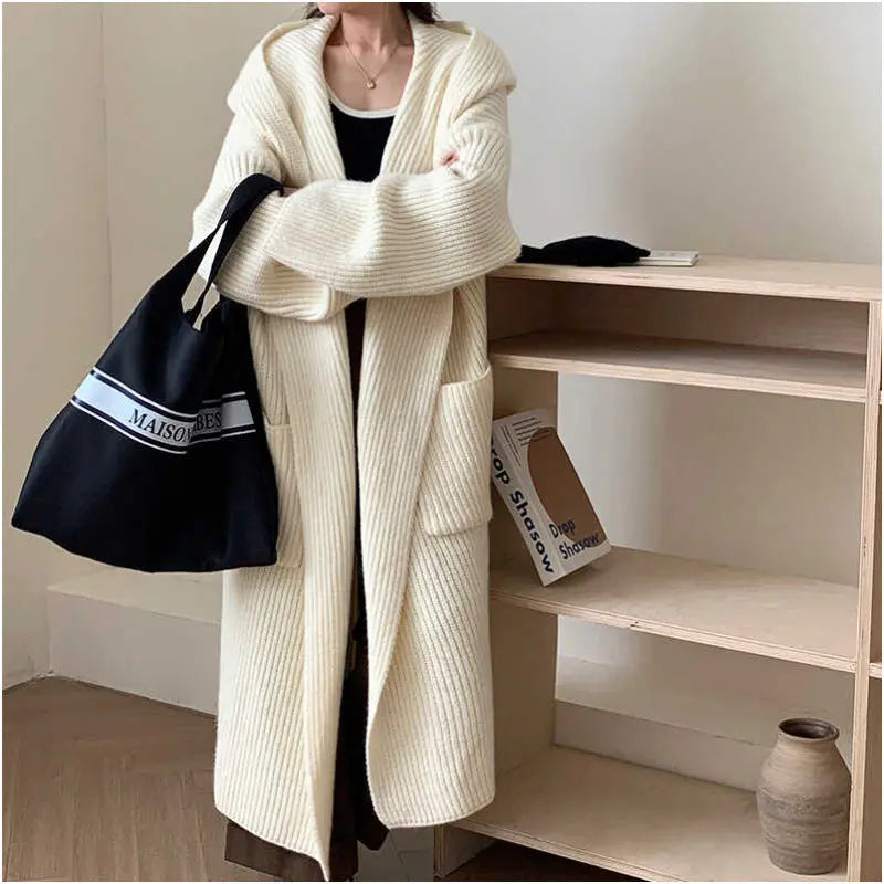 Loose Hooded Sweatshirt Women's Extended Cardigan Coat Dropshipman