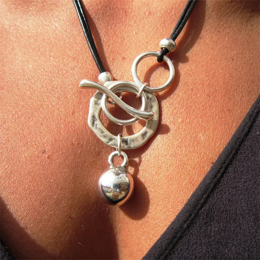 Bohemian Ring Leather Necklace OT Buckle Drop Cjdropshipping