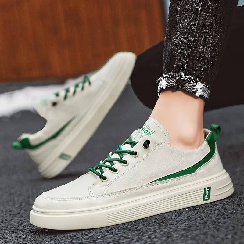 Men's Spring And Autumn Leather Casual Sneakers Dropshipman