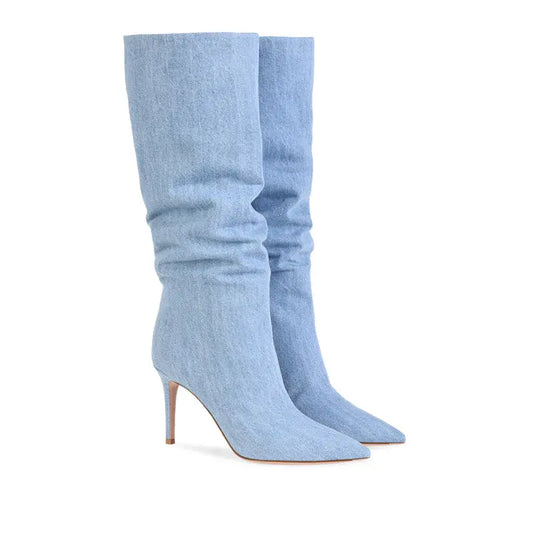 Women's Fashion Denim Knee-high Boots Dropshipman