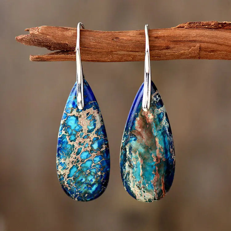 Bohemian Emperor Stone Water Drop Earrings Natural Stone Ornament Jewelry JNi3 shop