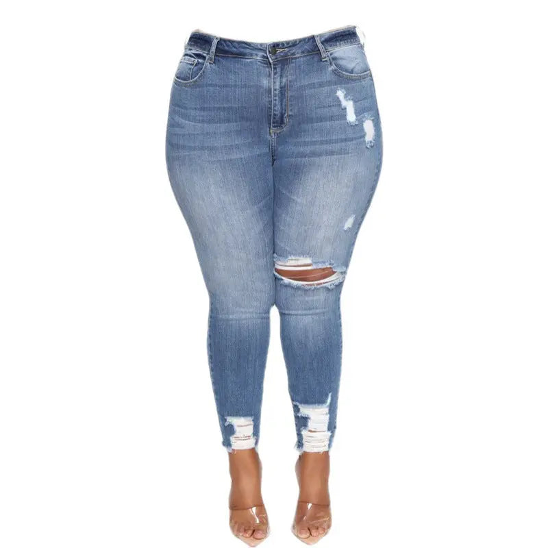 Women Clothes Ripped Plus Size Ladies Denim Pants Jeans JNi3 shop