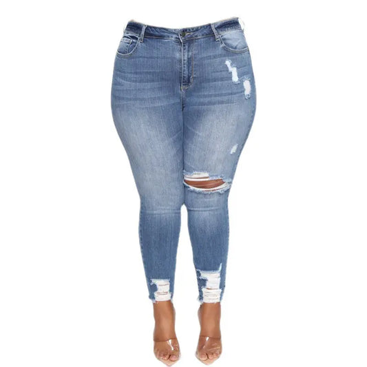 Women Clothes Ripped Plus Size Ladies Denim Pants Jeans JNi3 shop