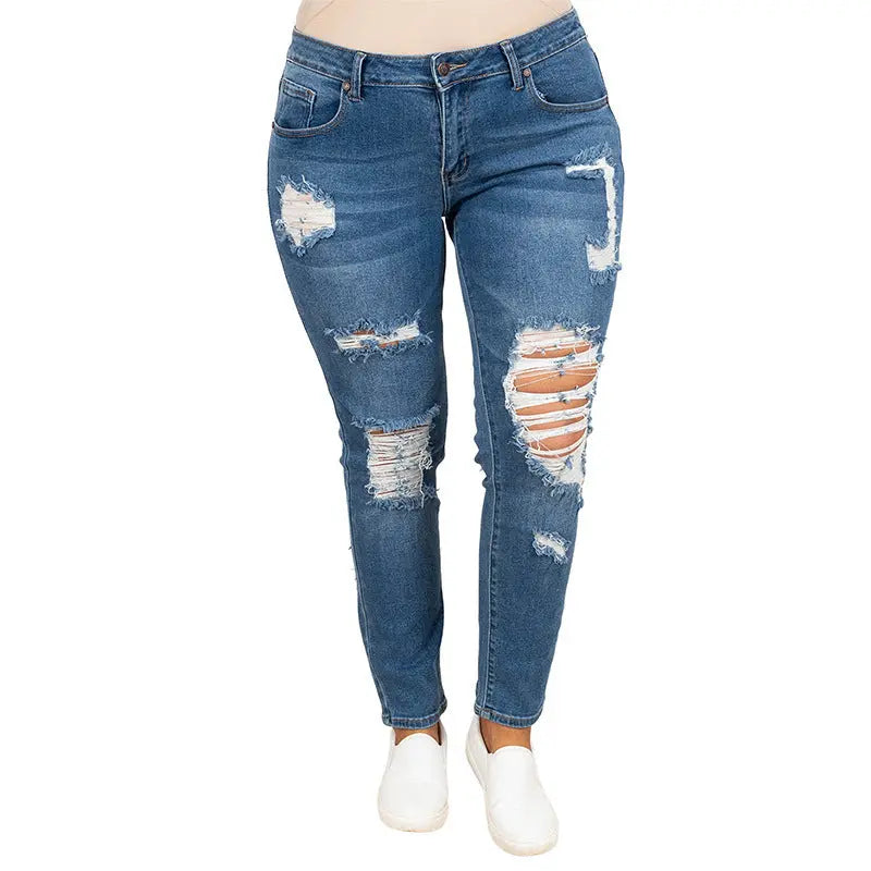 Women's Plus Size Worn Fashion Jeans Women JNi3 shop