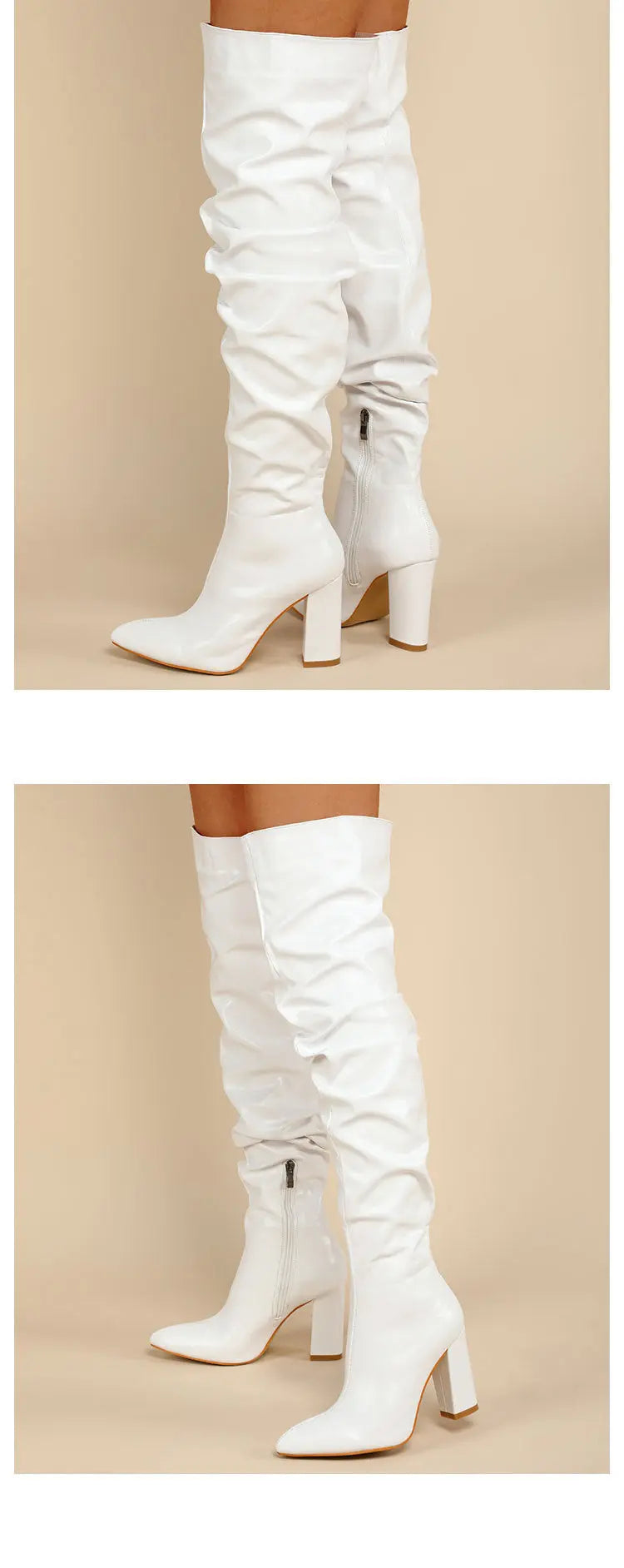 Chunky Heel High Zipper High Leg Boot JNi3 shop