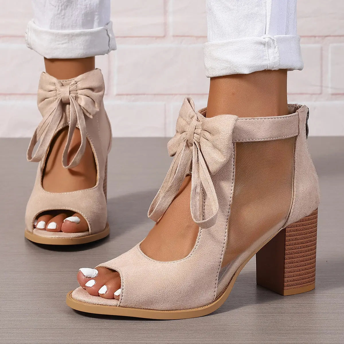 Platform Chunky High Heels Women's Sandals Bow Decoration Open Toe Block Ankle Strap Sandals Cjdropshipping