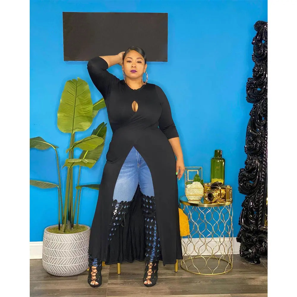Plus Size Women's Split Dress Top Cjdropshipping
