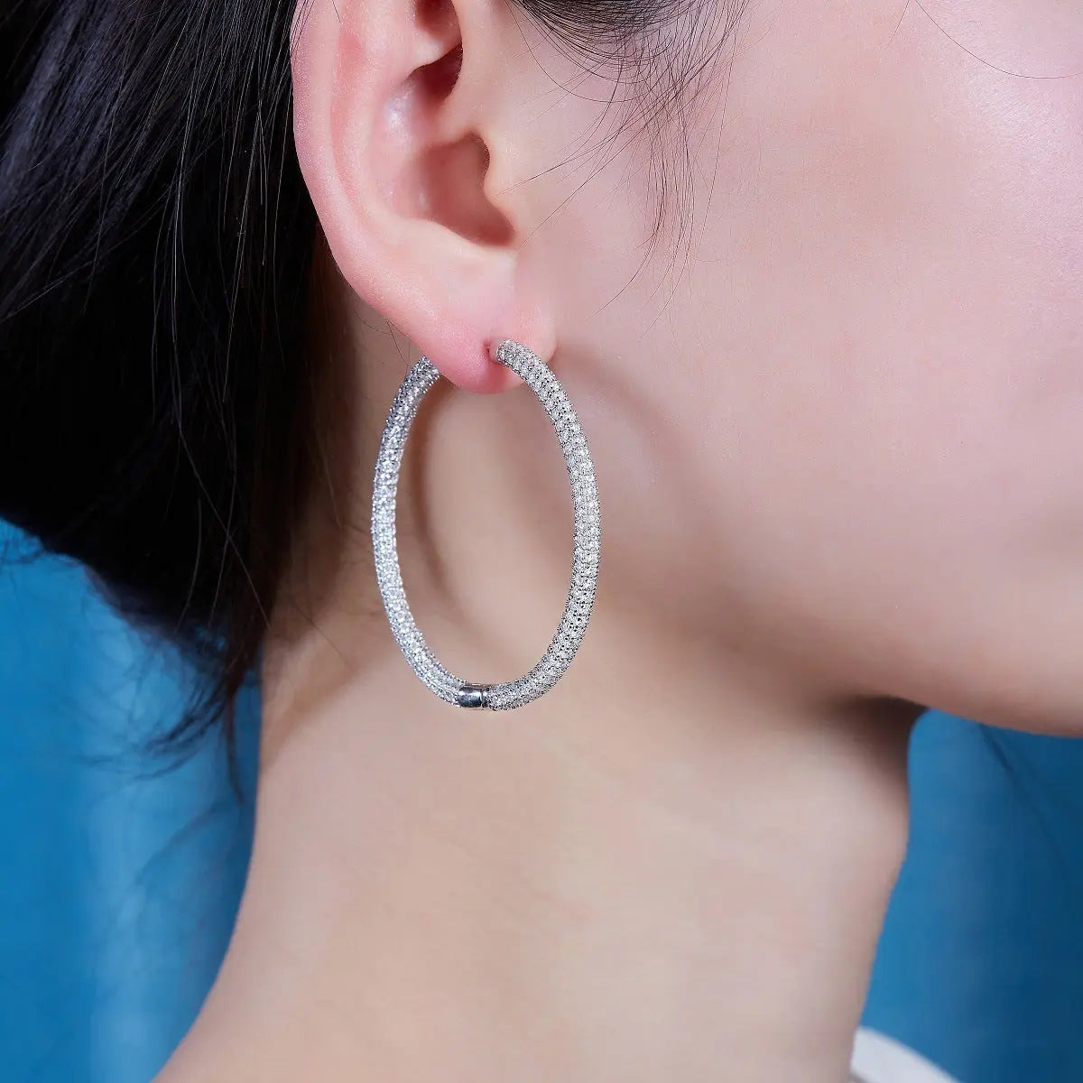 S925 Silver Fading Mosang Stone Earrings JNi3 shop