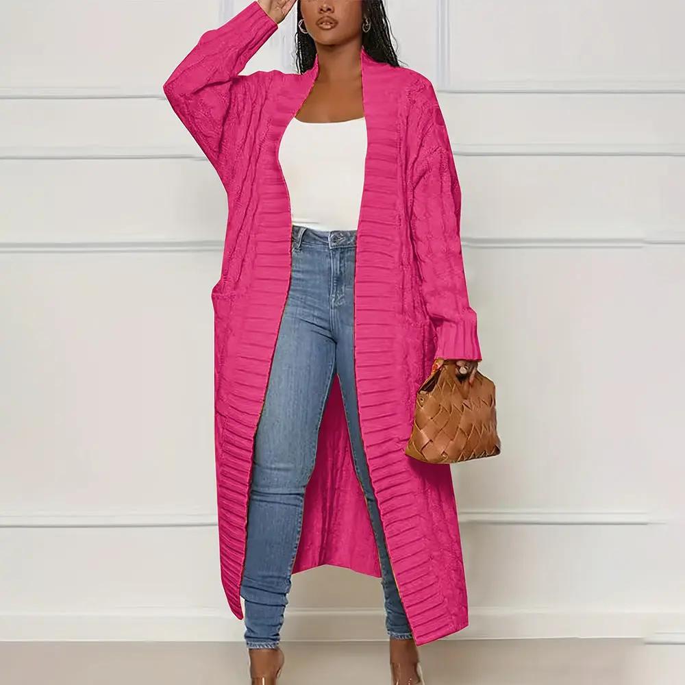 Lazy Pocket Long Twist Sweater Coat null