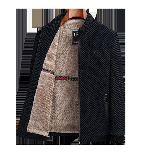 Middle-aged And Elderly Men's Fleece-lined Thickened Chenille Coat Dropshipman