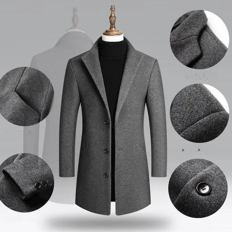 Autumn And Winter Woolen Trench Coat Men Dropshipman