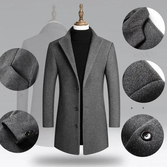 Autumn And Winter Woolen Trench Coat Men Dropshipman
