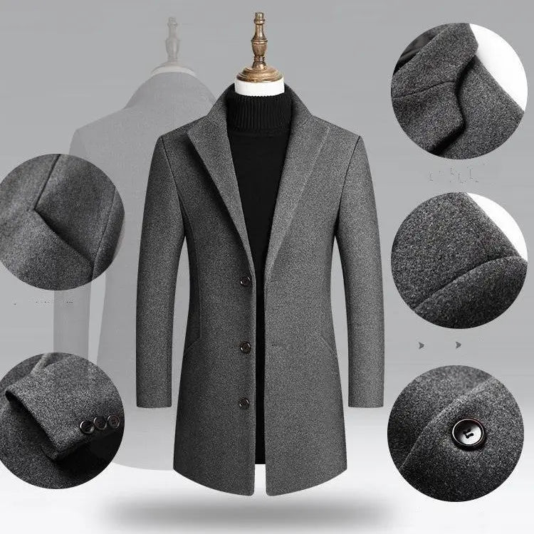 Autumn And Winter Woolen Trench Coat Men Cjdropshipping