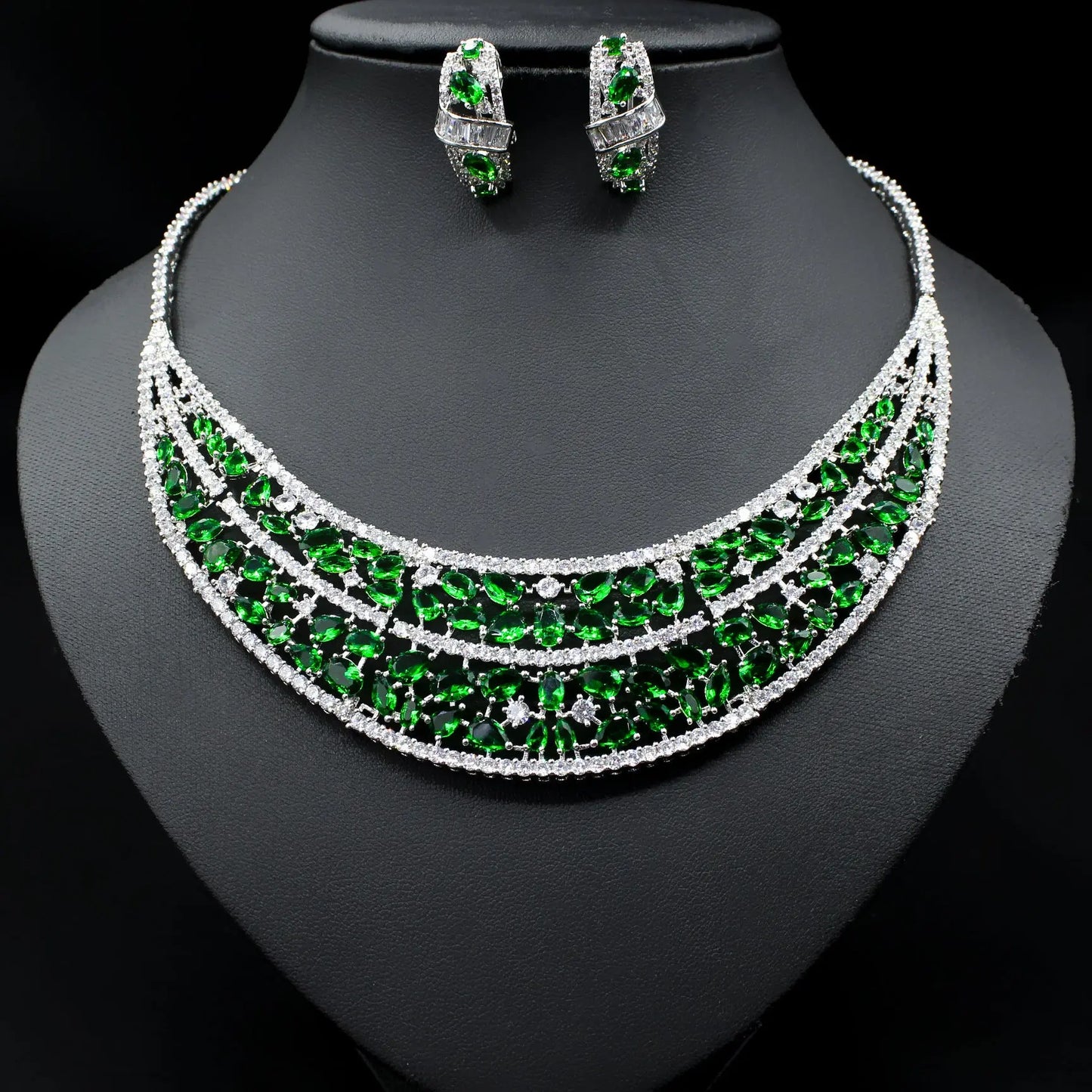 Oversized Bridal Emerald Earrings Necklace Set Cjdropshipping