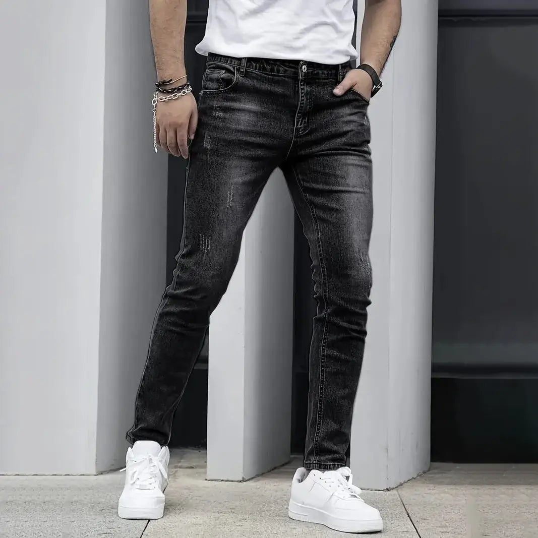 Stretch Men's Casual Solid Color Jeans Dropshipman