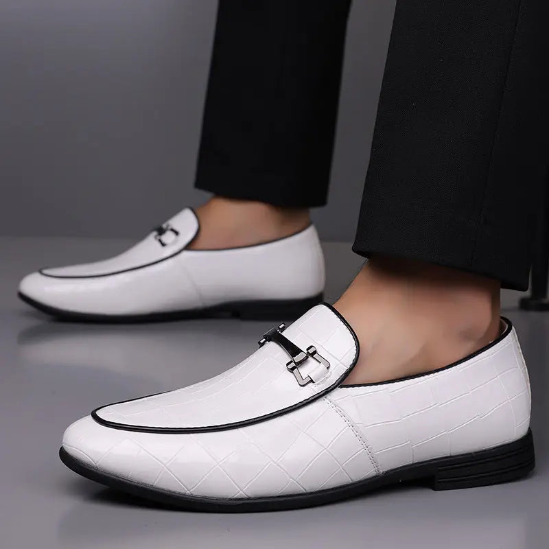 Men's Plaid Light Luxury Plus Size Rubber Sole Lightweight Leather Shoes Cjdropshipping