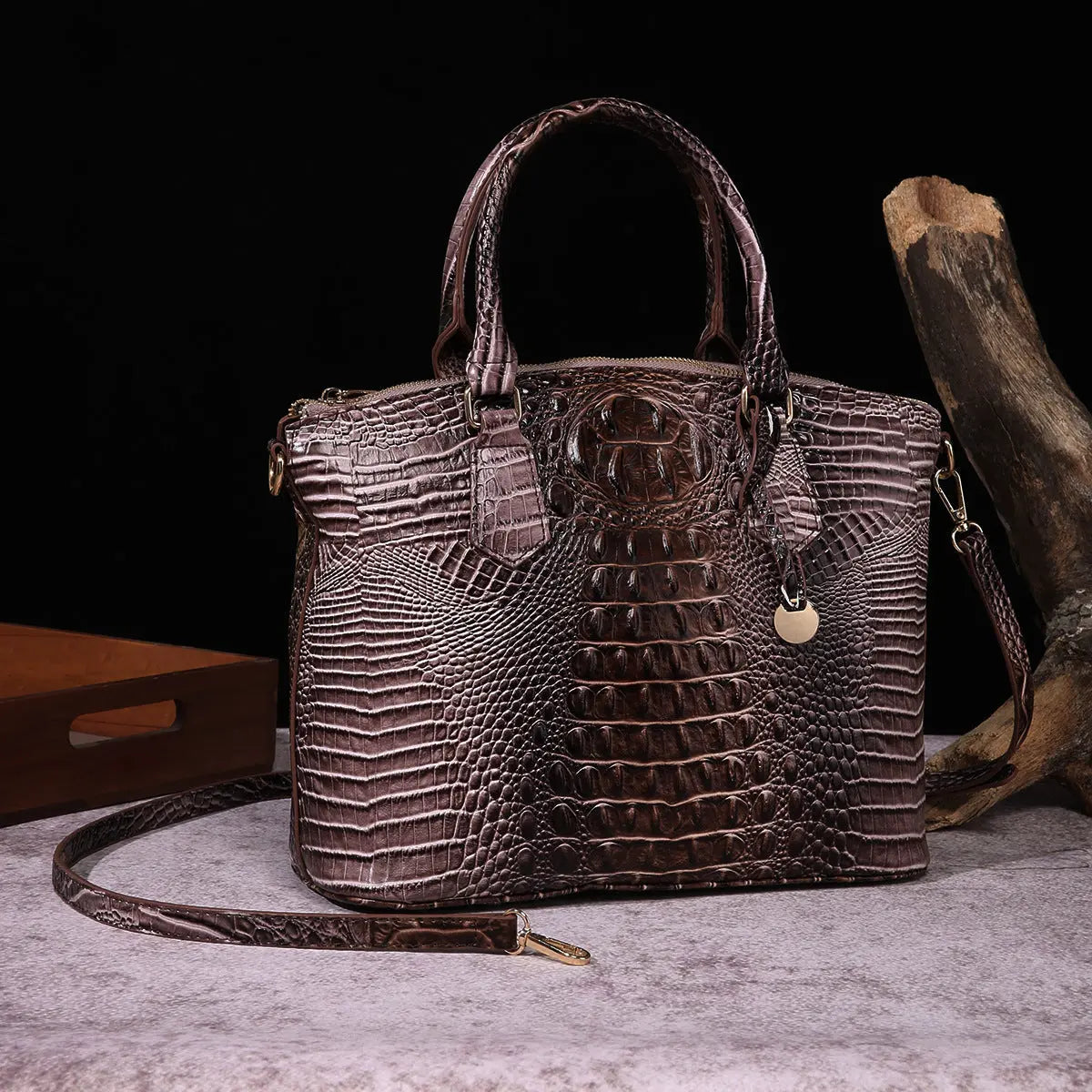 Women's Retro Crocodile Pattern Portable Messenger Bag Cjdropshipping