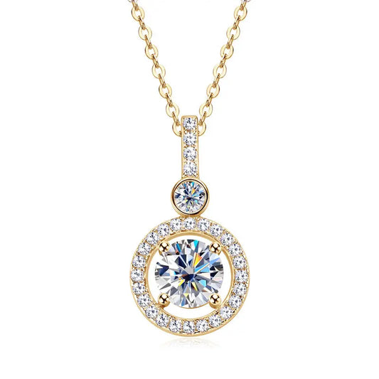 Fashion High-end Sense All Moissanite Necklace Trendy Cool Round - JNi3 shop