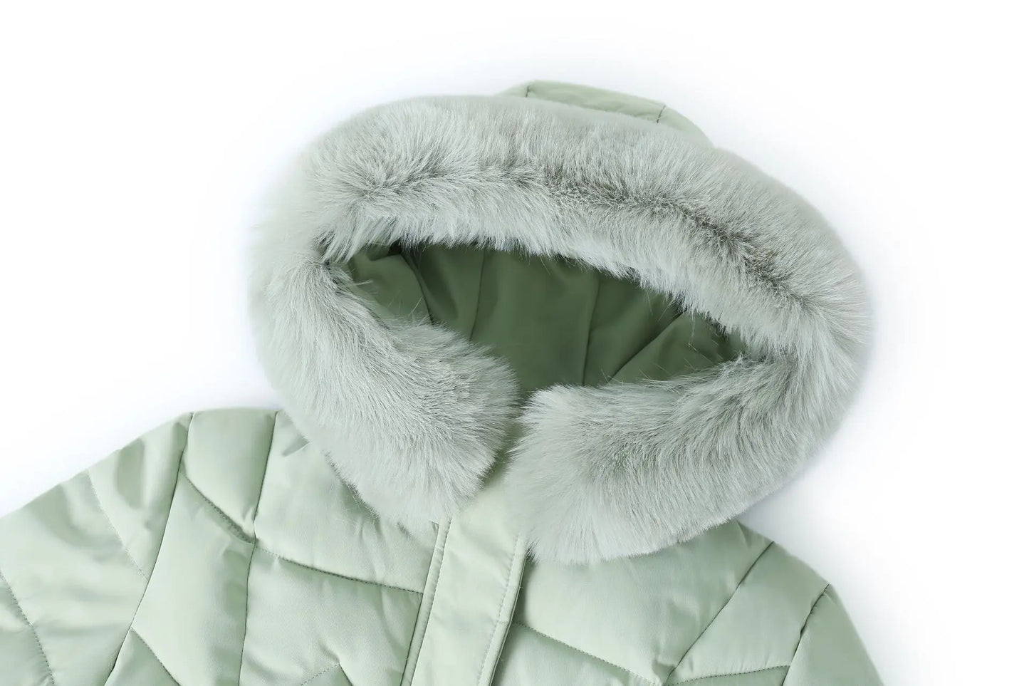 Winter Long Coat With Thickened Fur Collar Straight Slim Cotton-padded Jacket Women