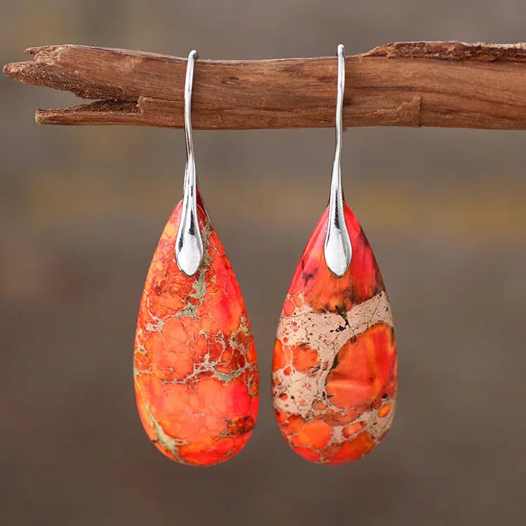 Bohemian Emperor Stone Water Drop Earrings Natural Stone Ornament Jewelry JNi3 shop