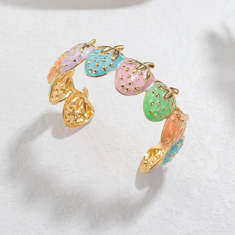 Fashion Personality Stainless Steel Strawberry Drip Bracelet JNi3 shop