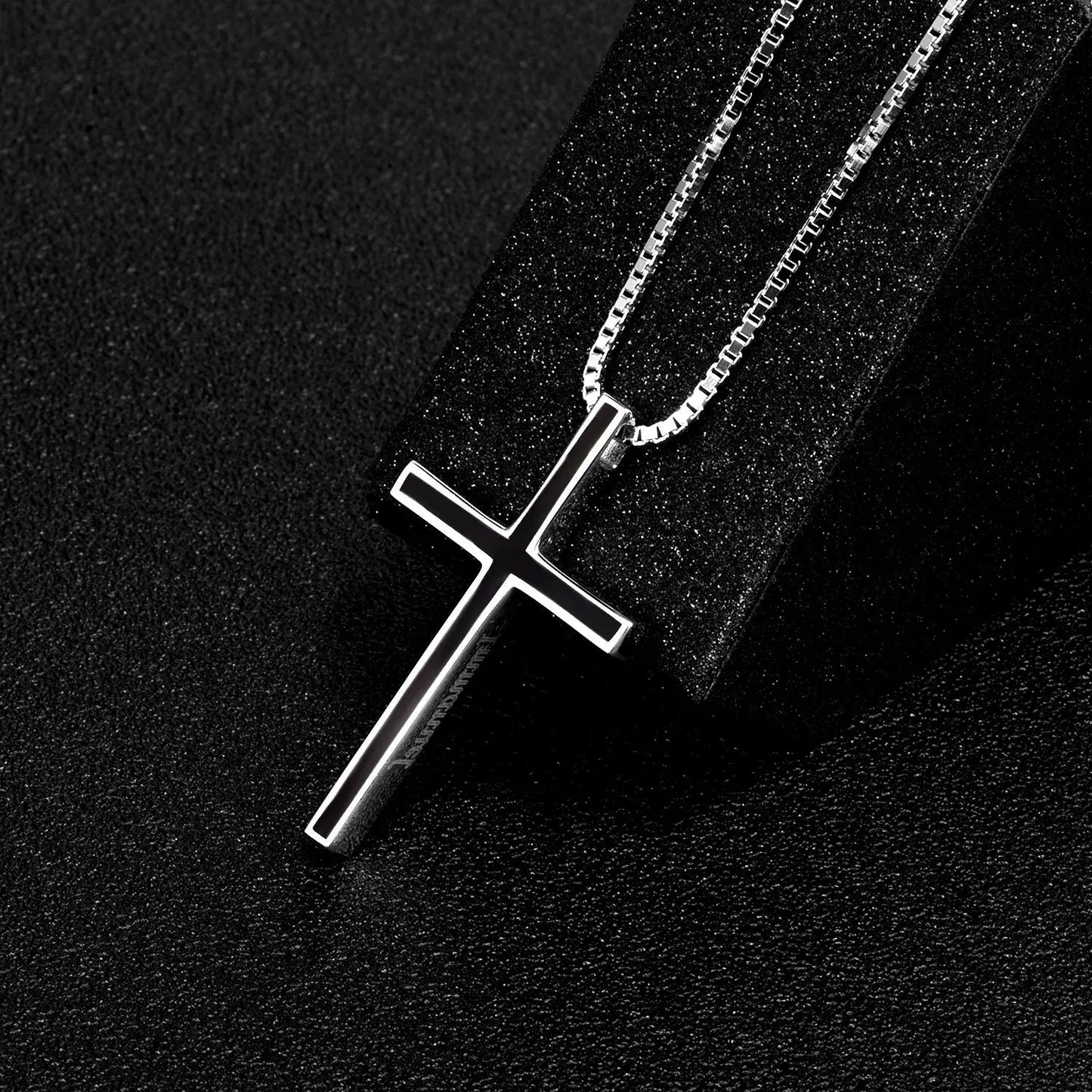 Men's Black Cross Pendant Jewelry 925 Sterling Silver Classic Cross Necklace Cjdropshipping