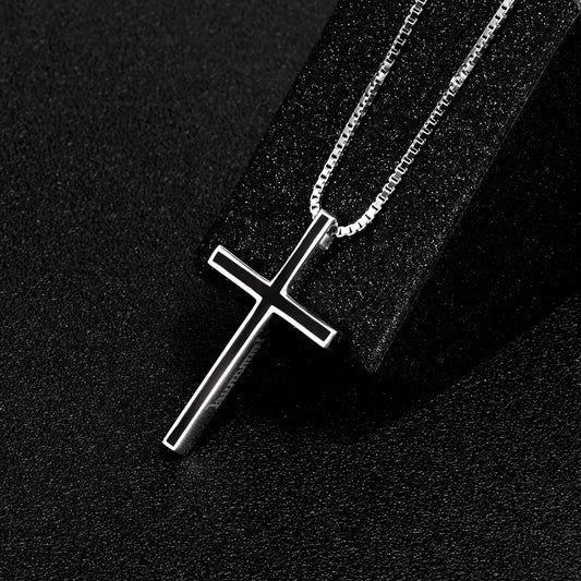 Men's Black Cross Pendant Jewelry 925 Sterling Silver Classic Cross Necklace Cjdropshipping