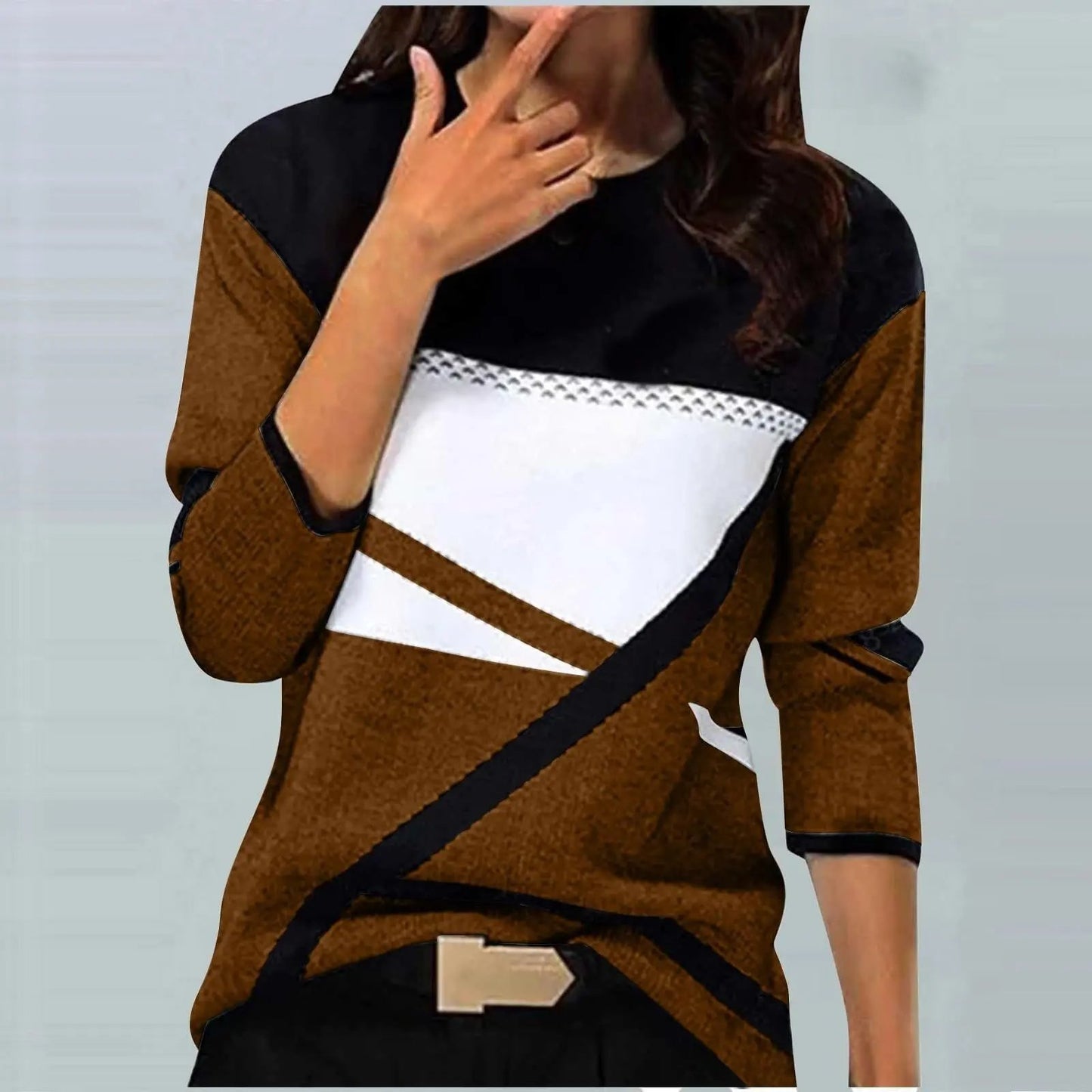 Casual Striped Long Sleeve Round Neck T-shirt Cjdropshipping