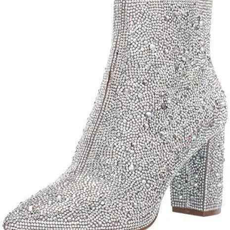 Rhinestone Pointed Toe Fashion Ankle Boots JNi3 shop